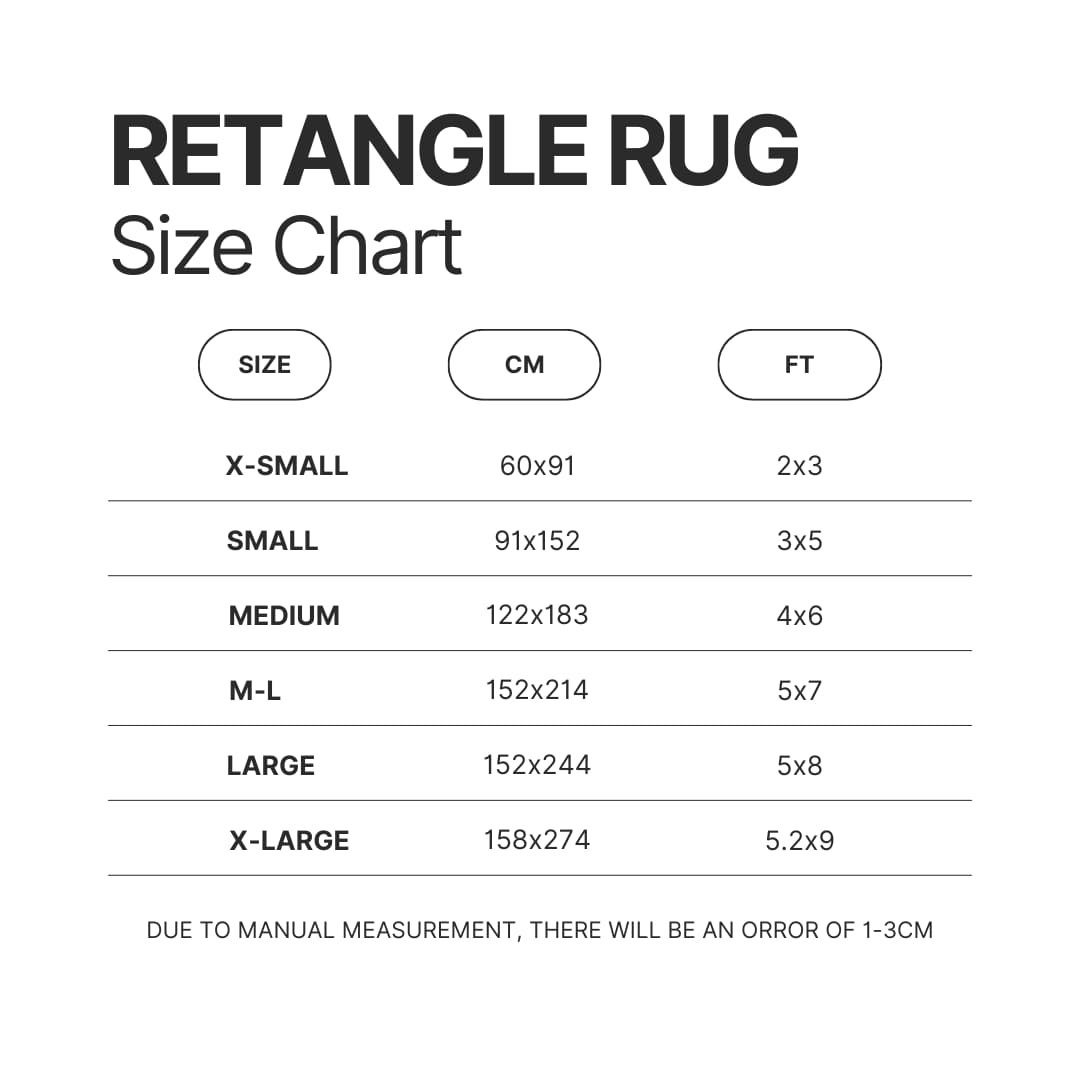 Retangle Rug Size Chart - GTA Merch