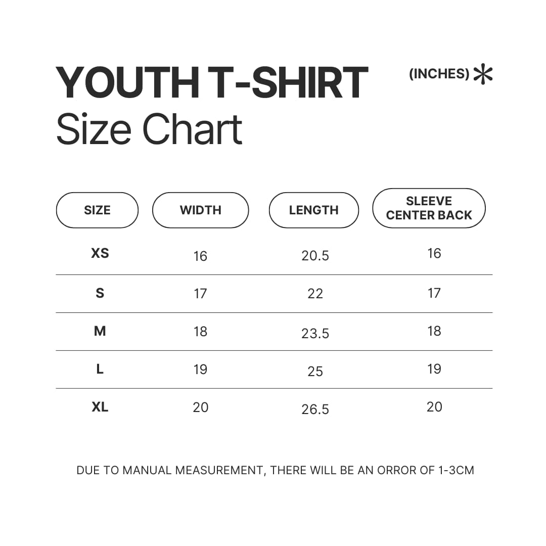 Youth T shirt Size Chart - GTA Merch