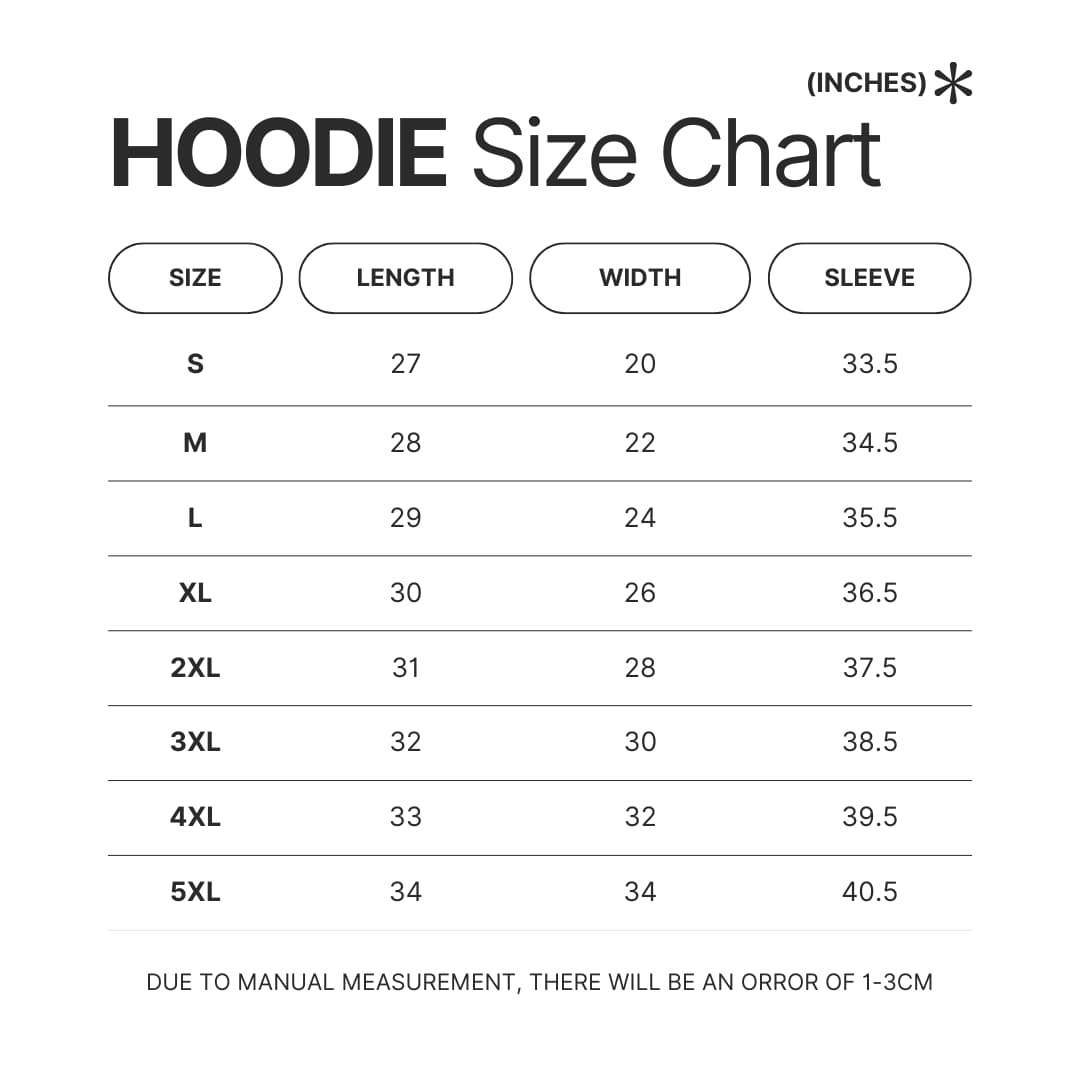 Hoodie Size Chart - GTA Merch