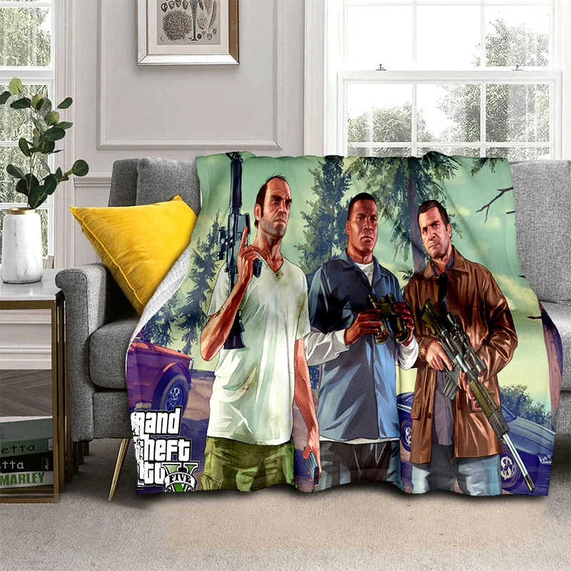 3D GTA Grand Theft Auto Games Gamer Blanket Soft Throw Blanket for Home Bedroom Bed Sofa 16 - GTA Merch