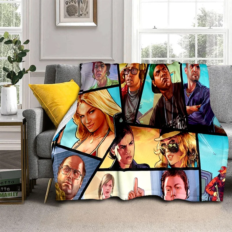 3D GTA Grand Theft Auto Games Gamer Blanket Soft Throw Blanket for Home Bedroom Bed Sofa 17 - GTA Merch