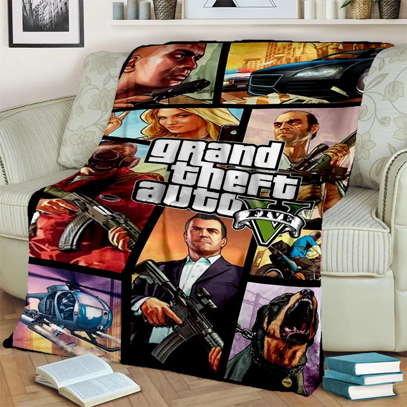 3D GTA Grand Theft Auto Games Gamer Blanket Soft Throw Blanket for Home Bedroom Bed Sofa 4 - GTA Merch