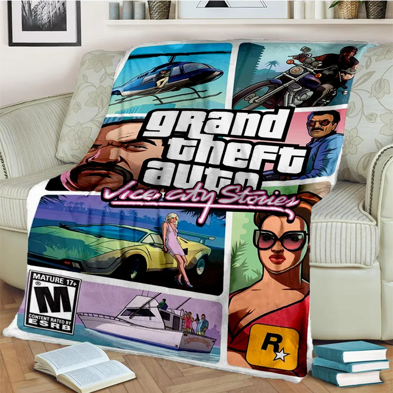 3D GTA Grand Theft Auto Games Gamer Blanket Soft Throw Blanket for Home Bedroom Bed Sofa 9 - GTA Merch