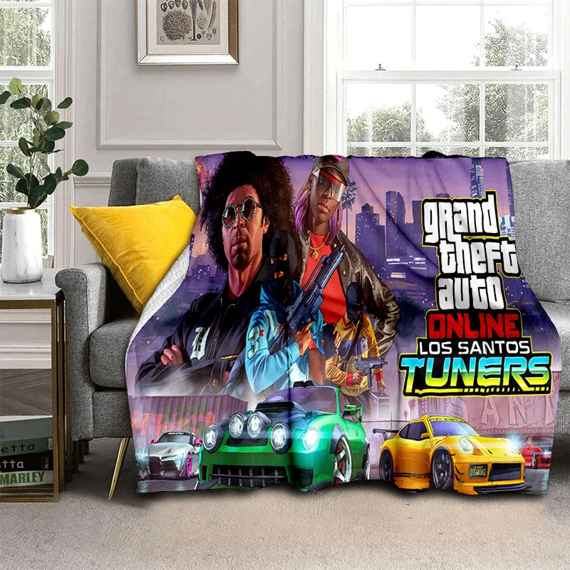3D GTA Grand Theft Auto Games Gamer Blanket Soft Throw Blanket for Home Bedroom Bed Sofa - GTA Merch