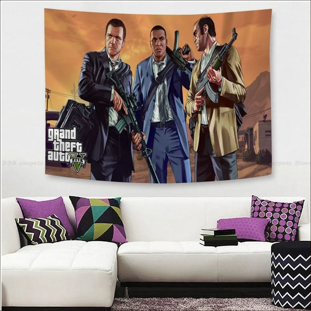 Grand Theft Auto GTA Game Tapestry Cartoon Tapestry Home Decoration hippie bohemian decoration divination Home Decor 10 - GTA Merch
