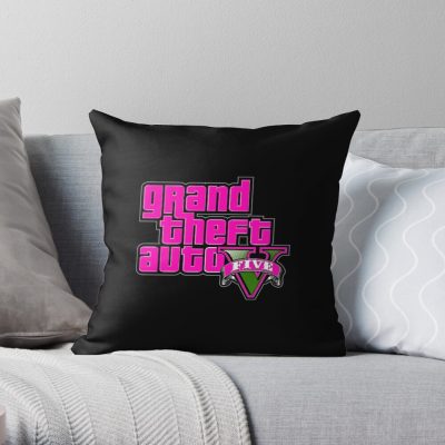 Grand Theft Auto Logo: Grand Theft Auto V Big Sticker Throw Pillow Official GTA Merch