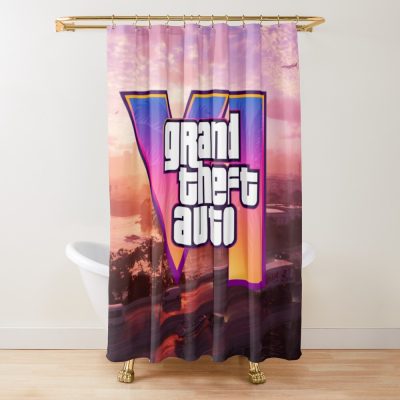 Grand Theft Auto Vi Poster Game Shower Curtain Official GTA Merch